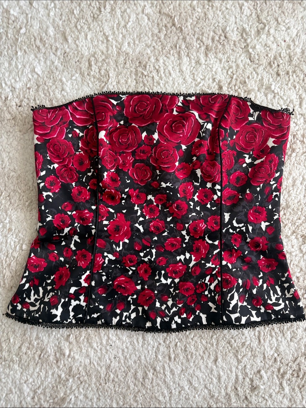 White House Black Market Floral Rose Strapless Corset Top